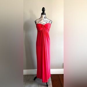 Strapless Hot Pink Maxi Dress